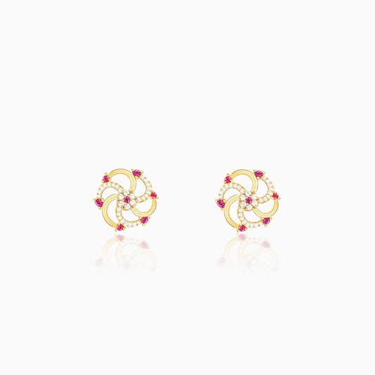 Golden Sparkly Swirl Firecracker Stud Earrings