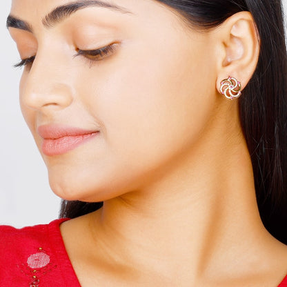 Golden Sparkly Swirl Firecracker Stud Earrings