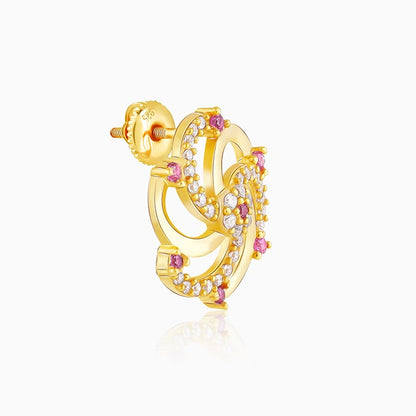 Golden Sparkly Swirl Firecracker Stud Earrings