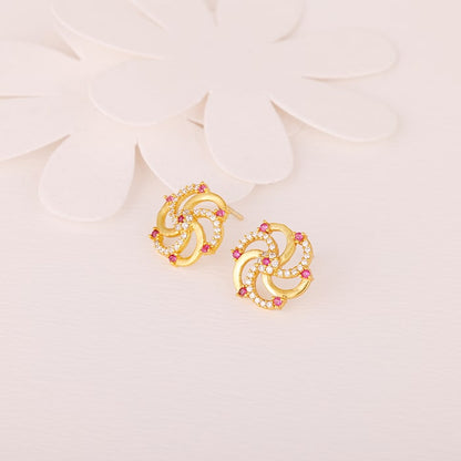 Golden Sparkly Swirl Firecracker Stud Earrings