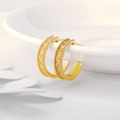 Golden Hoop Mandala Earrings