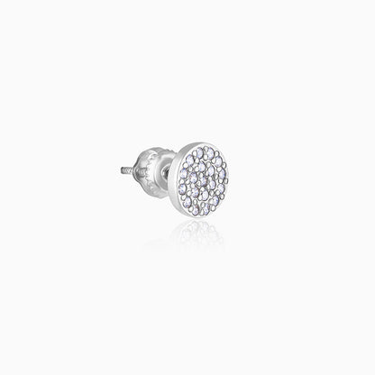 Silver Round Zircon Stud Earrings