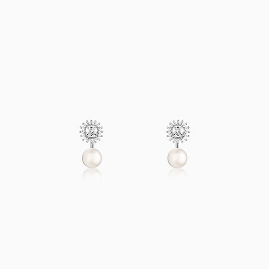 Silver Crystalline Pearl Earrings
