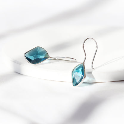 Silver Royal Blue Crystal Earrings