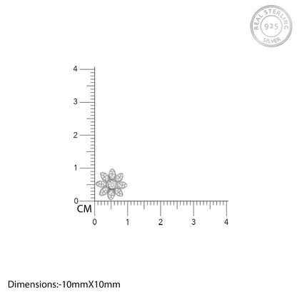 Silver Zircon Blooming Flower Earrings