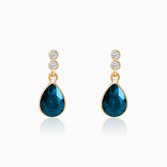 Golden Royal Blue Earrings