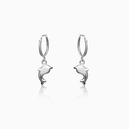 Silver Dolphin Hoop Earrings