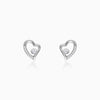 Silver Cupid Heart Stud Earrings