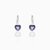 Silver Ornate Purple Heart Earrings