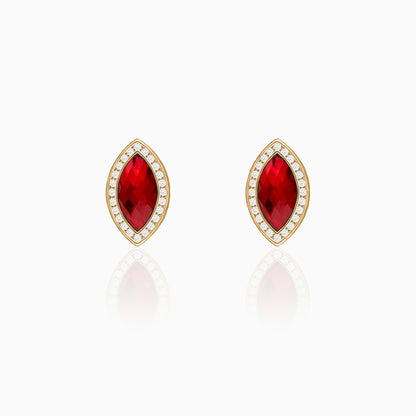 Golden Ruby Red Marquise Earrings