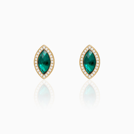 Golden Emerald Green Marquise Earrings