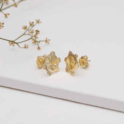 Golden Flower Stud Earrings