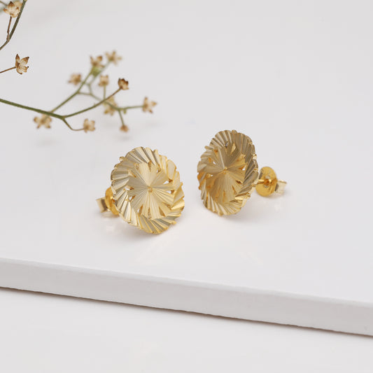 Golden Flower Blossom Stud Earrings