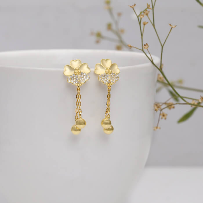 Golden Clover Dangle Earrings