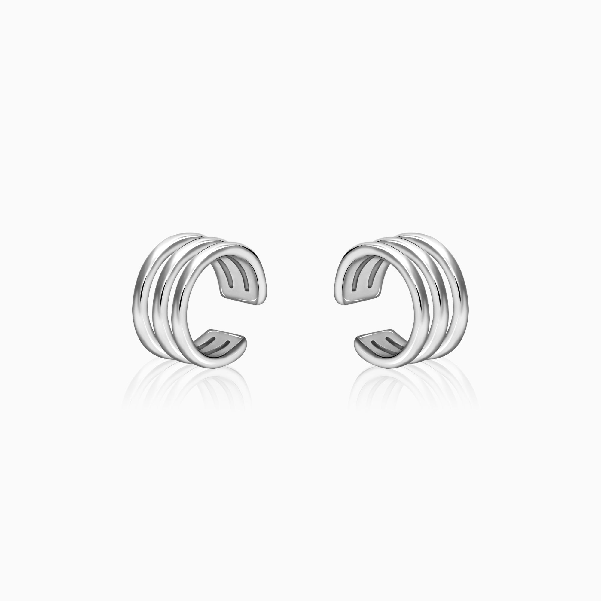 Silver Triple Clip On Hoop Earrings - Image 1