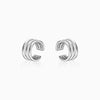 Silver Triple Clip On Hoop Earrings