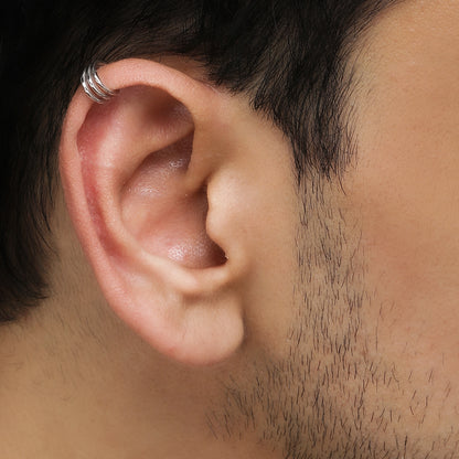 Silver Triple Clip On Hoop Earrings