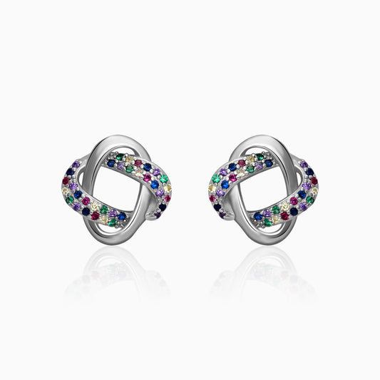 Silver Rainbow Loop Stud Earrings