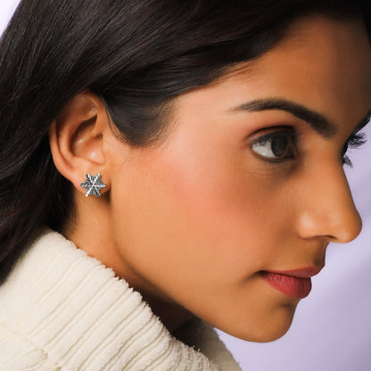 Silver Charming Snowflake Earrings
