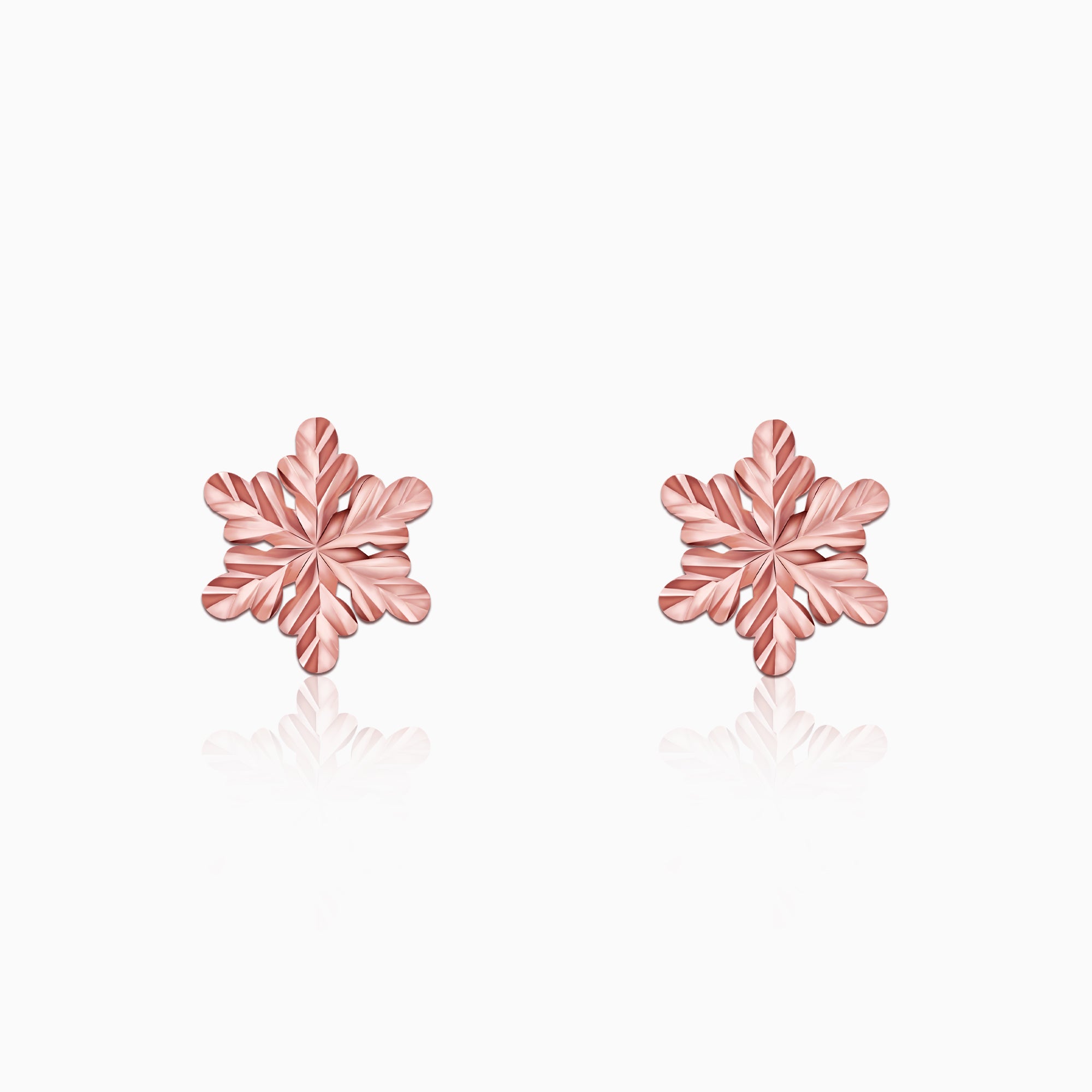 Rose Gold Snowflake Stud Earrings - Image 1