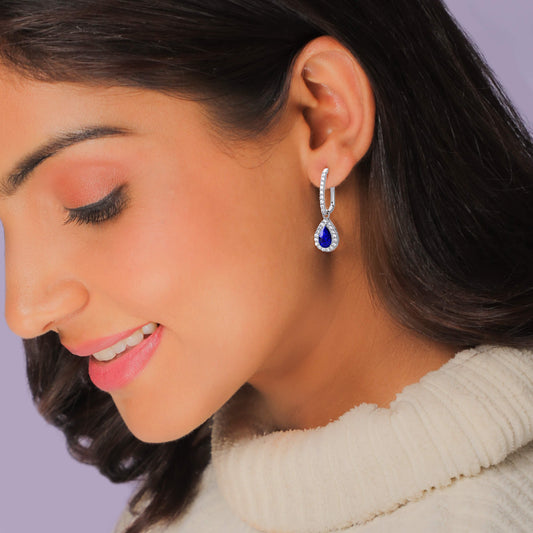 Silver Persian Blue Drop Earrings