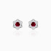 Silver Ruby Red Star Earrings