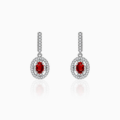 Silver Radiant Red Drop Earrings
