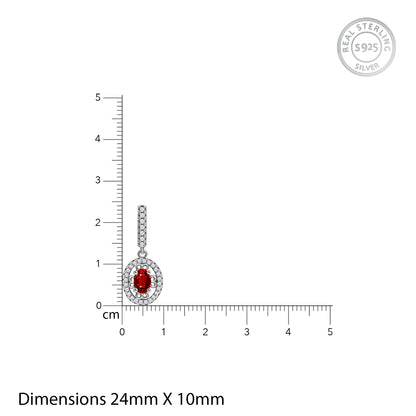 Silver Radiant Red Drop Earrings