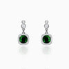 Silver Emerald Green Halo Earrings