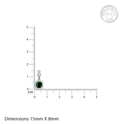 Silver Emerald Green Halo Earrings