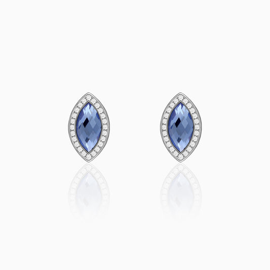Silver Sapphire Blue Marquise Earrings