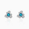 Silver Aqua Blue Flower Earrings