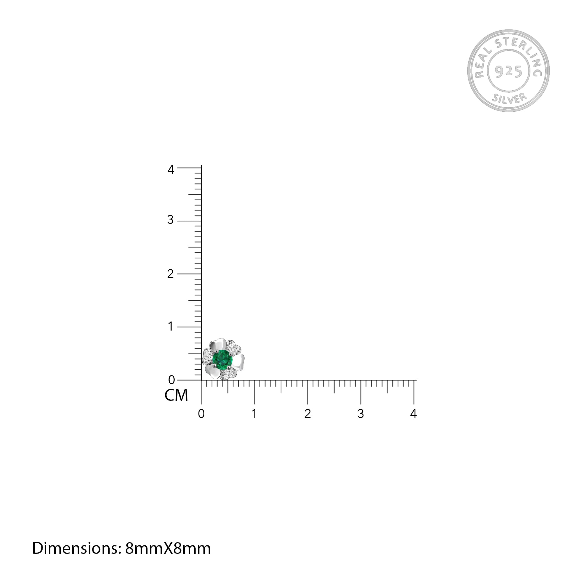 Silver Dark Green Flower Earrings - view 4