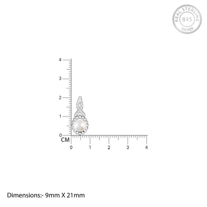 Silver White Pearl Hoop Earrings