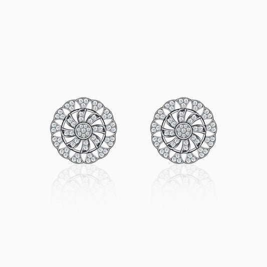 Silver Zircon Swirl Stud Earrings