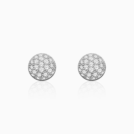 Silver Shimmering Sphere Stud Earrings
