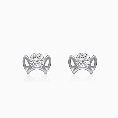 Silver Zircon Princess Crown Earrings