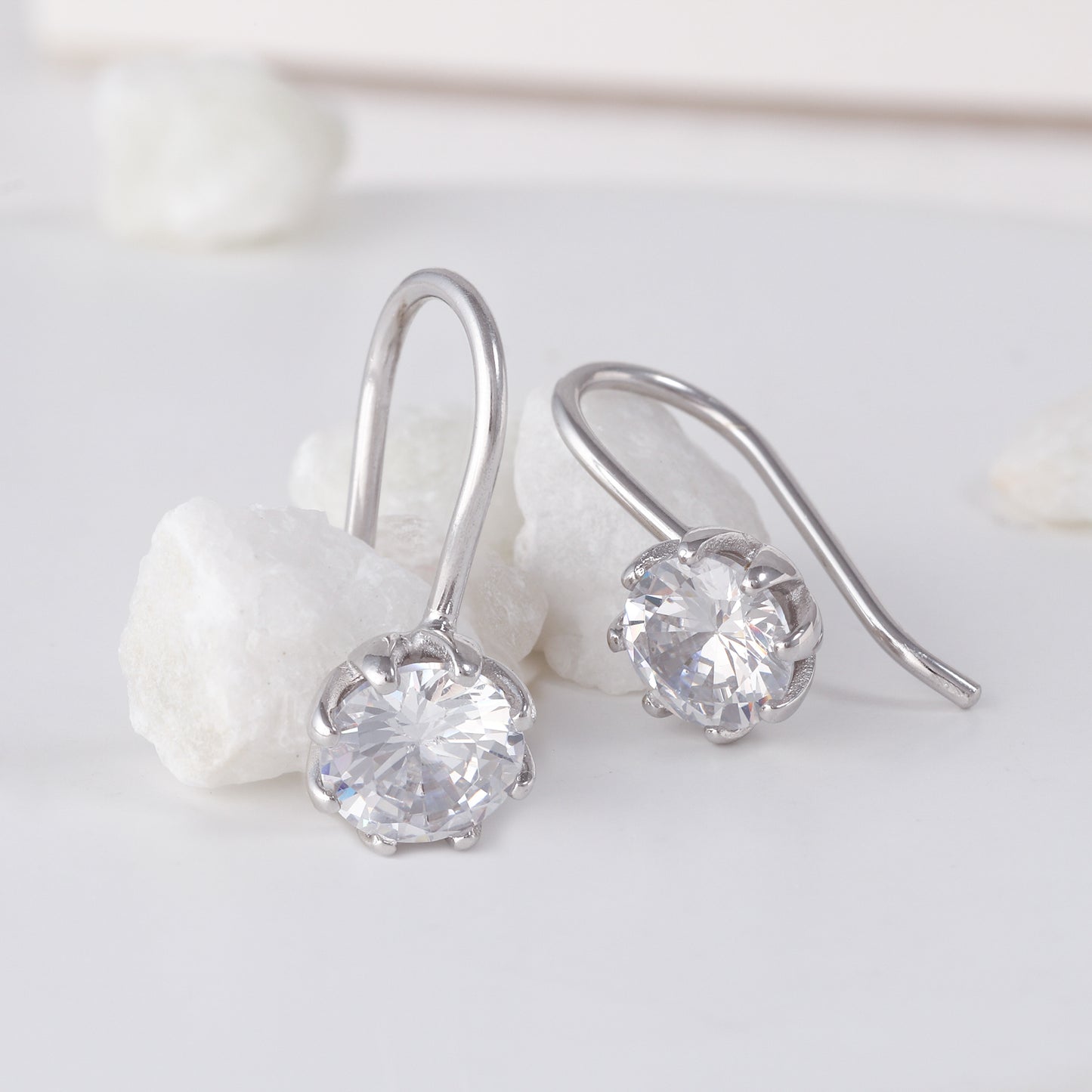 Silver Zircon Tiny Stud Earrings