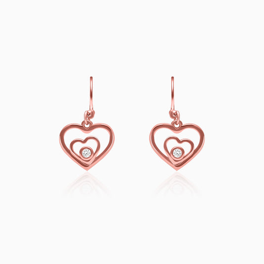 Rose Gold Heart Drop Earrings