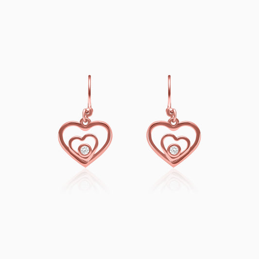 Rose Gold Heart Drop Earrings