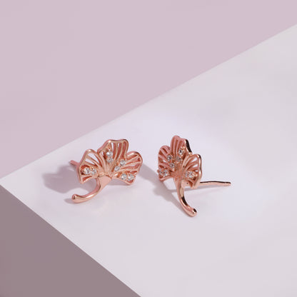 Rose Gold Palm Leaf Earrings