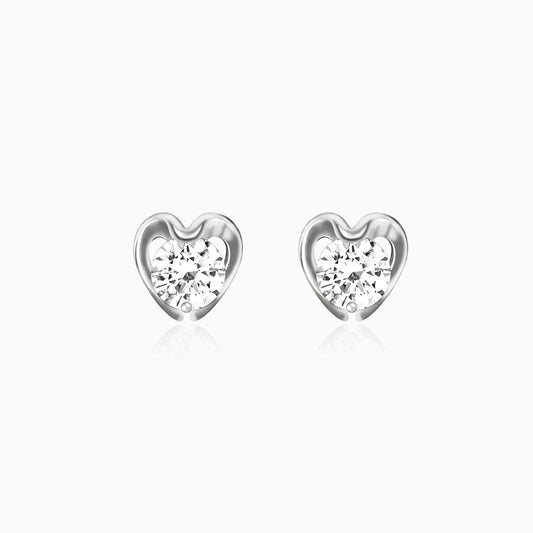 Silver Zircon Shine Heart Studs