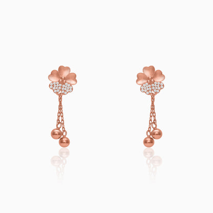 Rose Gold Clover Dangle Earrings