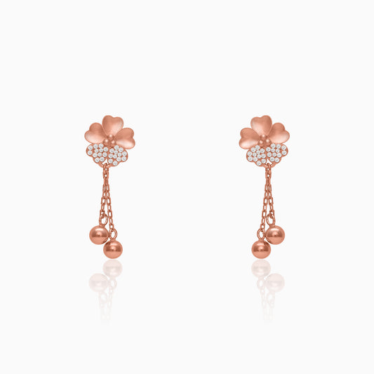 Rose Gold Clover Dangle Earrings