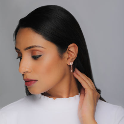 Rose Gold Clover Dangle Earrings