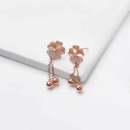 Rose Gold Clover Dangle Earrings