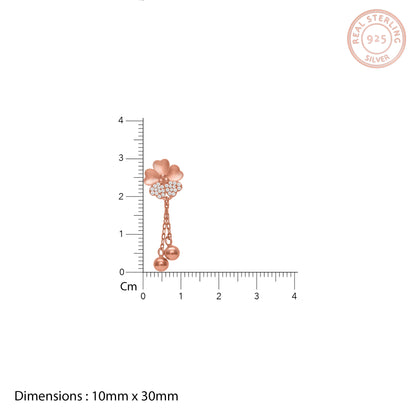 Rose Gold Clover Dangle Earrings