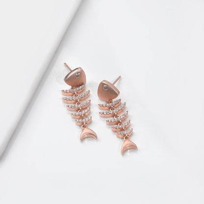 Matte Rose Gold Fishbone Earrings