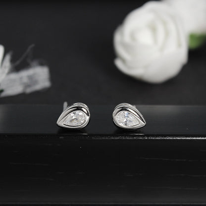 Silver Drop Zircon Earring-GIVA Jewellery