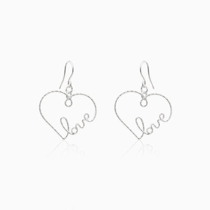 Wired Silver Heart Love Earrings